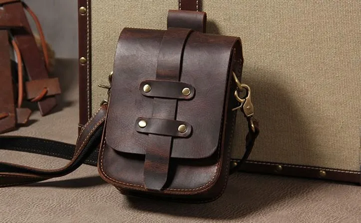 Leather Belt Pouch Mens Small Cases Waist Bag Belt Bags Shoulder Bag for Men