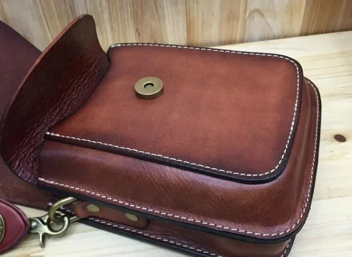 Leather Belt Pouch Mens Small Cases Waist Bag Hip Pack Belt Bag Fanny Pack Bumbag for Men