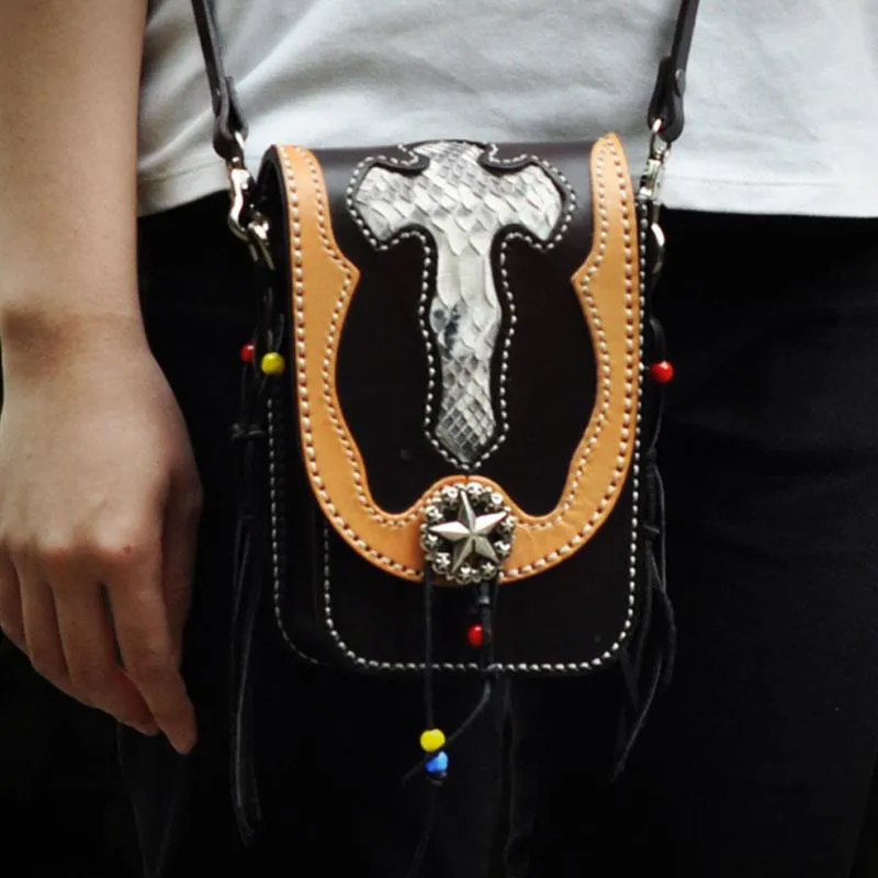 Leather Belt Pouch Mens Small Cases Waist Bags Hip Pack Belt Bags for Men