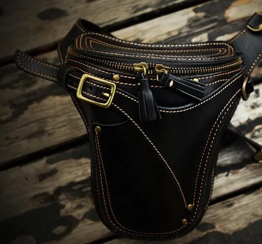 Leather Belt Pouch Mens Small Cases Waist Bags Hip Pack Belt Bags for Men