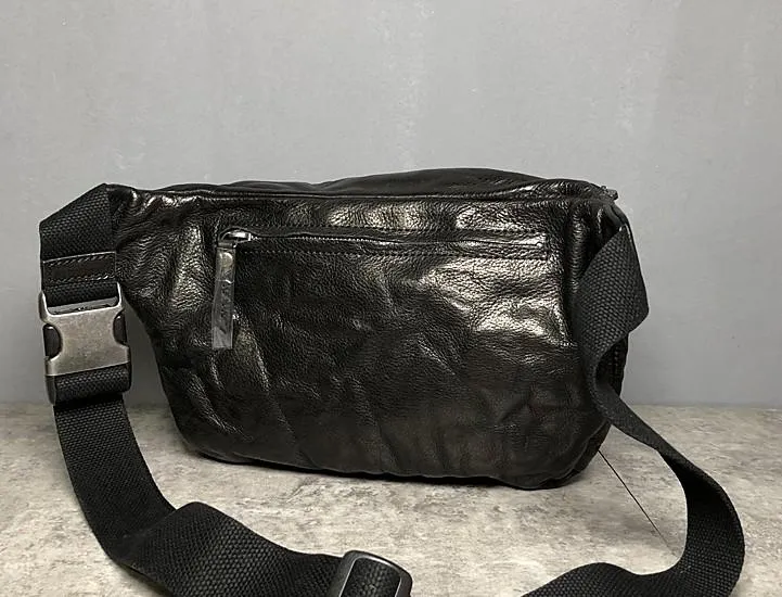 Leather Men Fanny Pack Small Waist Bag Hip Pack Belt Bag Bumbag for Men