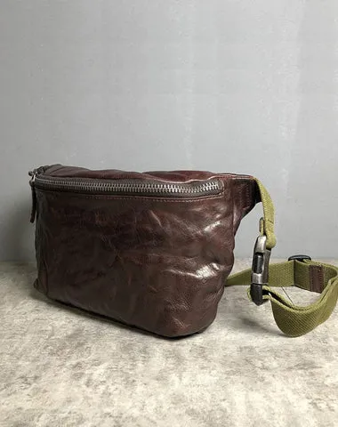 Leather Men Fanny Pack Small Waist Bag Hip Pack Belt Bag Bumbag for Men