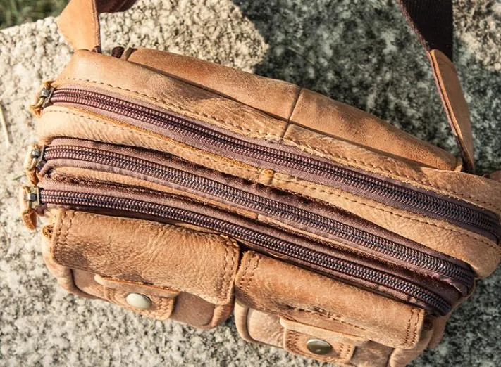 Leather Men Fanny Pack Waist Bag Hip Pack Belt Bag Bumbag for Men