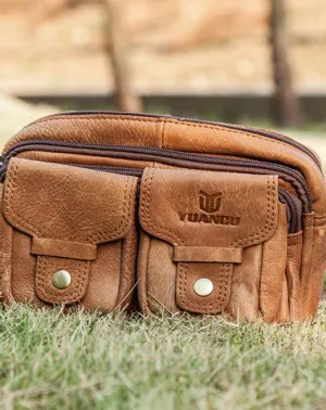 Leather Men Fanny Pack Waist Bag Hip Pack Belt Bag Bumbag for Men