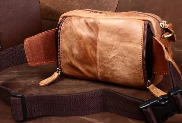 Leather Men Fanny Pack Waist Bag Hip Pack Belt Bag Bumbag for Men