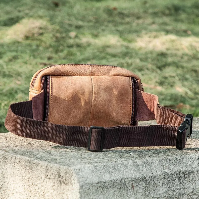 Leather Men Fanny Pack Waist Bag Hip Pack Belt Bag Bumbag for Men
