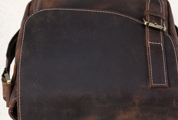 Leather Men Vintage Coffee Messenger Bag Shoulder Bag for Men