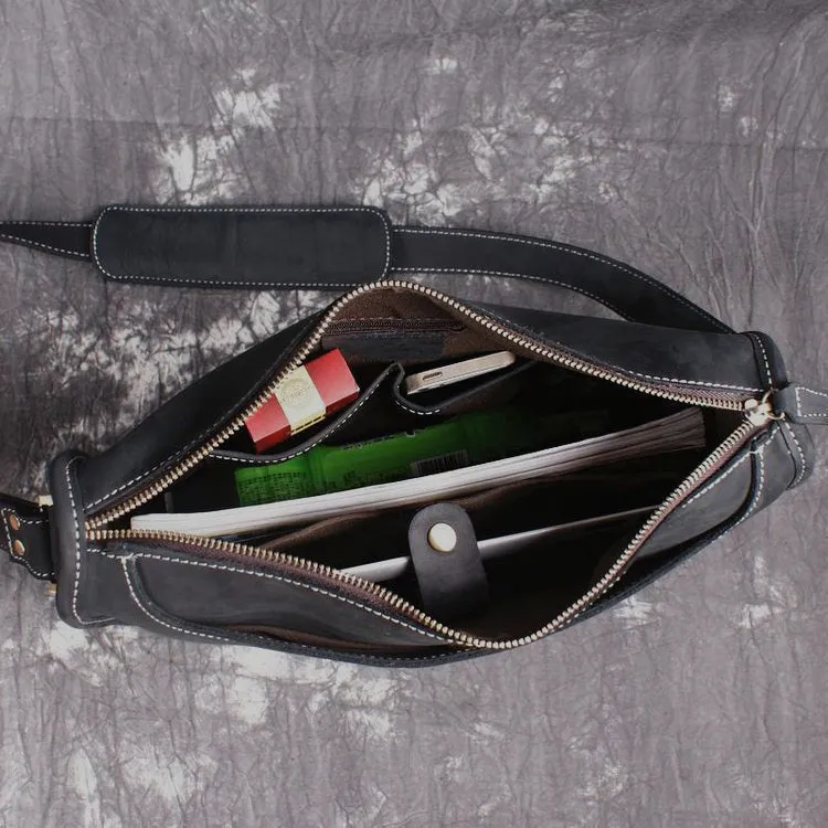Leather Men Vintage Coffee Messenger Bag Shoulder Bag for Men