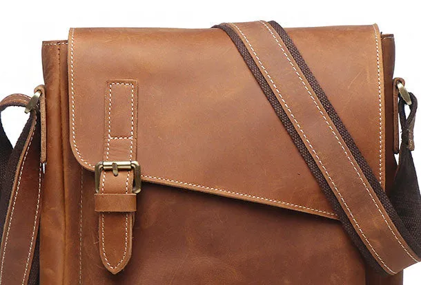 Leather Men Vintage Coffee Messenger Bag Shoulder Bag for Men