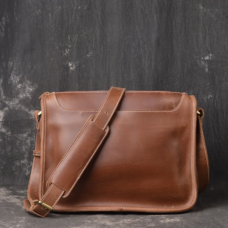 Leather Men Vintage Coffee Messenger Bag Shoulder Bag for Men