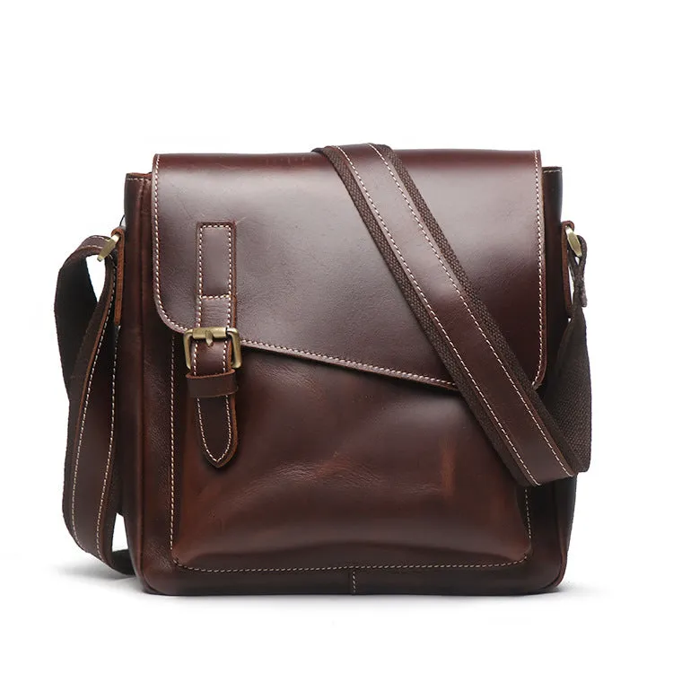 Leather Men Vintage Coffee Messenger Bag Shoulder Bag for Men