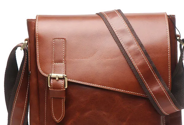 Leather Men Vintage Coffee Messenger Bag Shoulder Bag for Men