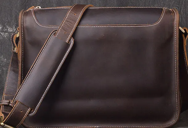 Leather Men Vintage Coffee Messenger Bag Shoulder Bag for Men