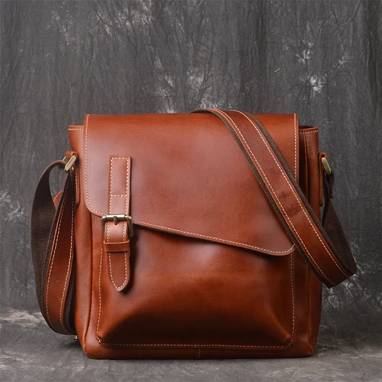 Leather Men Vintage Coffee Messenger Bag Shoulder Bag for Men
