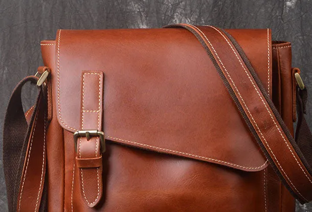 Leather Men Vintage Coffee Messenger Bag Shoulder Bag for Men