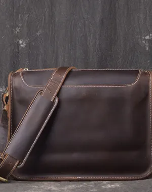 Leather Men Vintage Coffee Messenger Bag Shoulder Bag for Men