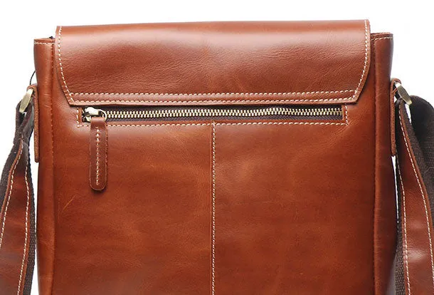 Leather Men Vintage Coffee Messenger Bag Shoulder Bag for Men