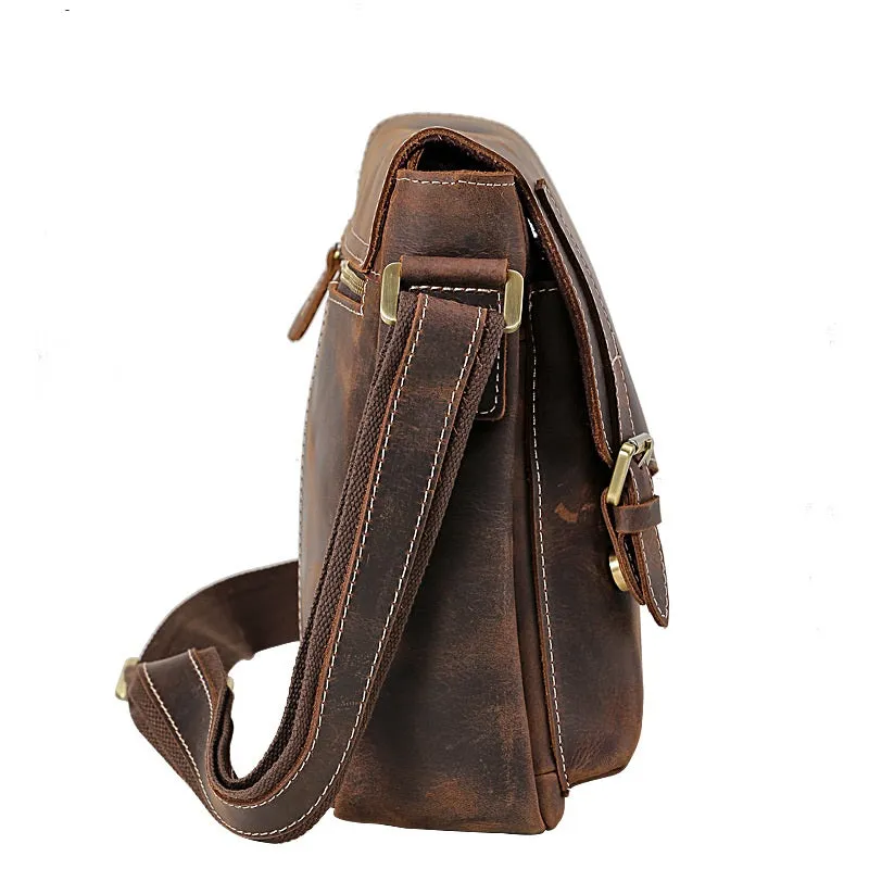 Leather Men Vintage Coffee Messenger Bag Shoulder Bag for Men