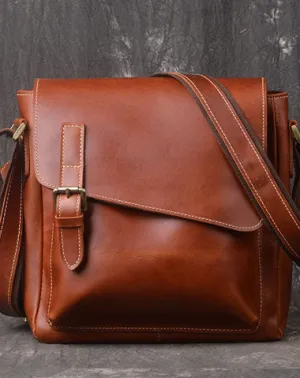 Leather Men Vintage Coffee Messenger Bag Shoulder Bag for Men