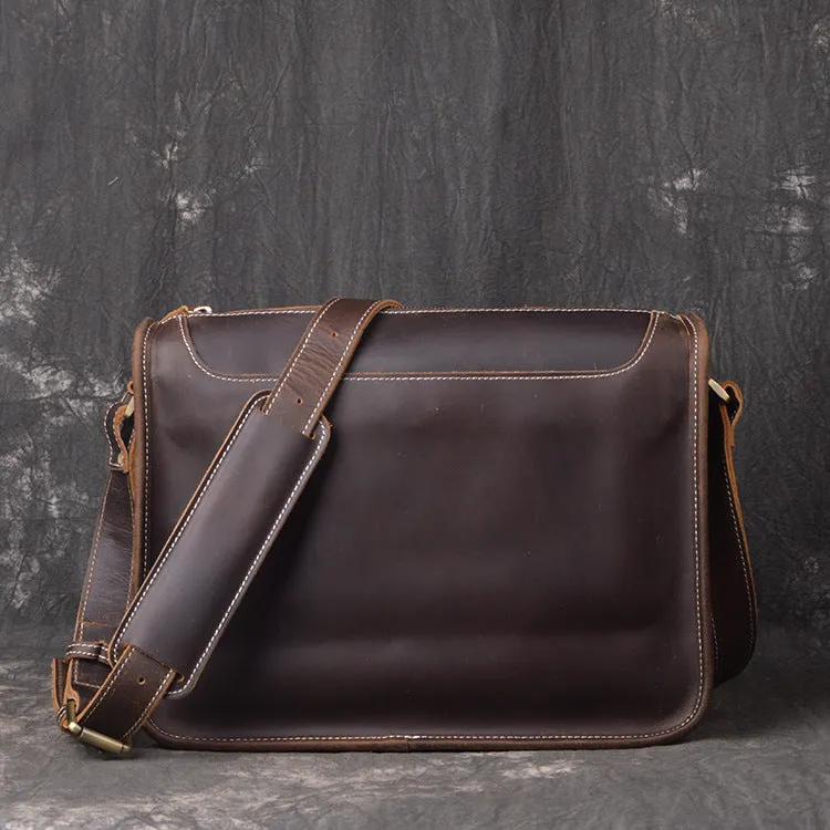Leather Men Vintage Coffee Messenger Bag Shoulder Bag for Men
