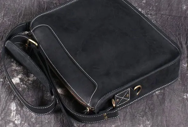 Leather Men Vintage Coffee Messenger Bag Shoulder Bag for Men