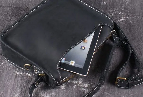 Leather Men Vintage Coffee Messenger Bag Shoulder Bag for Men