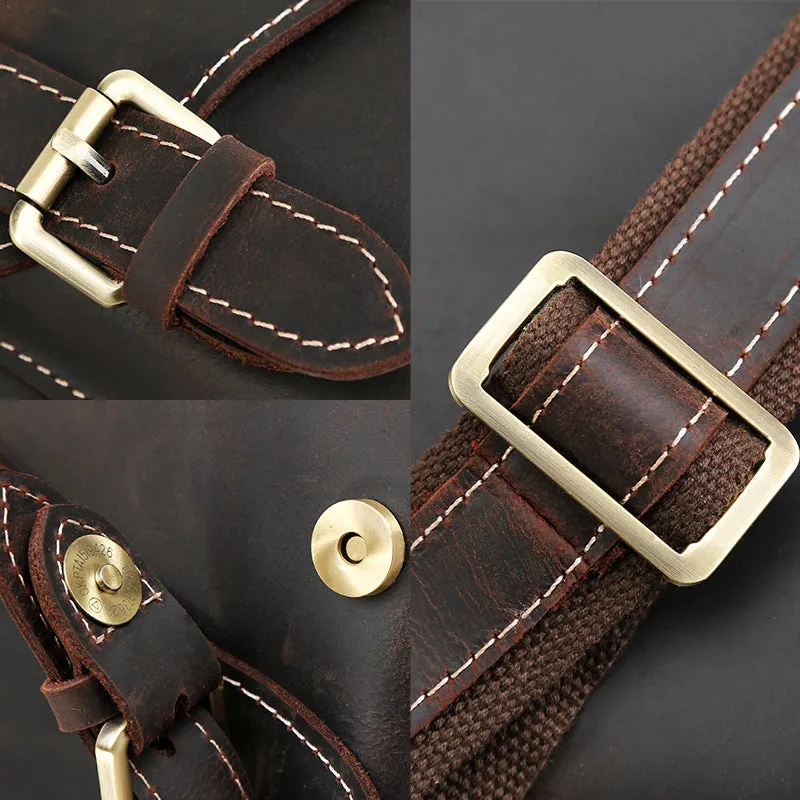 Leather Men Vintage Coffee Messenger Bag Shoulder Bag for Men