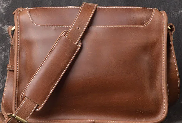 Leather Men Vintage Coffee Messenger Bag Shoulder Bag for Men