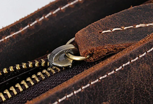 Leather Men Vintage Coffee Messenger Bag Shoulder Bag for Men
