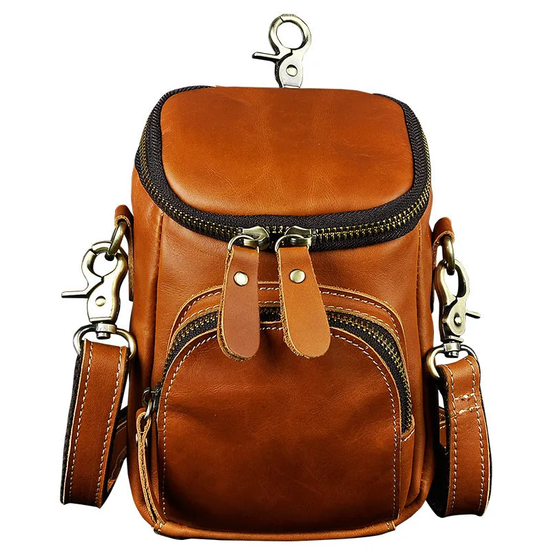LEATHER MENs Belt Pouch Cell Phone Holsters WAIST BAG HIP PACK BELT BAG