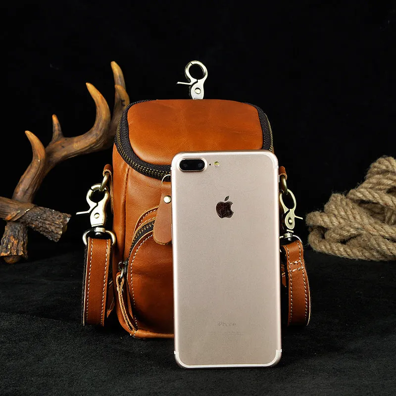 LEATHER MENs Belt Pouch Cell Phone Holsters WAIST BAG HIP PACK BELT BAG