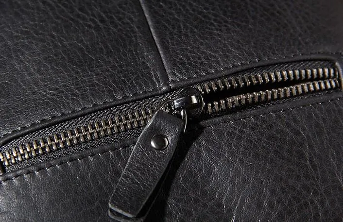 Leather Mens Black Small Shoulder Bag Messenger Bag Crossbody Bag for Men