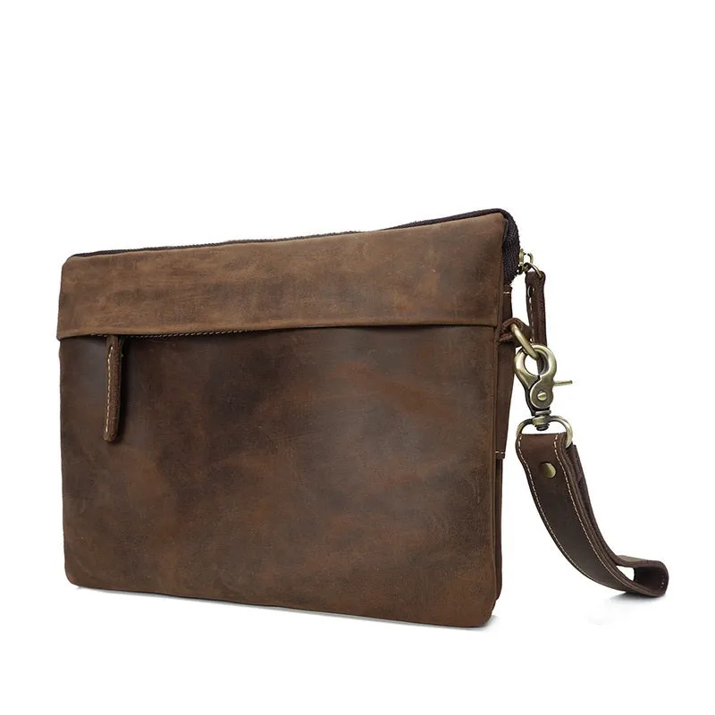 Leather Mens Brown Cool Small Messenger Bag Vintage Shoulder Bags For Men