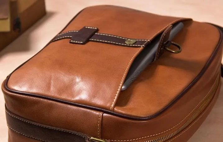 Leather Mens Brown Messenger Bag Shoulder Bag Crossbody Bag for Men