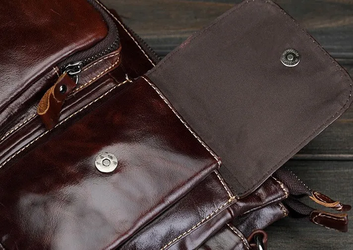 Leather Mens Coffee Cool Small Messenger Bag Vintage Shoulder Bags For Men