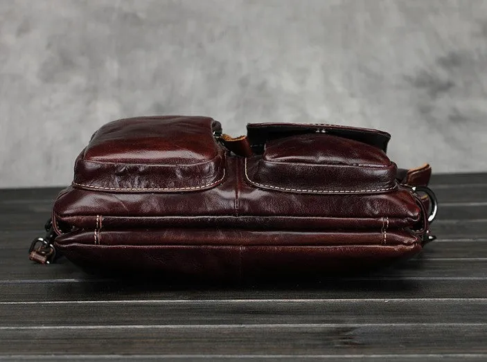 Leather Mens Coffee Cool Small Messenger Bag Vintage Shoulder Bags For Men