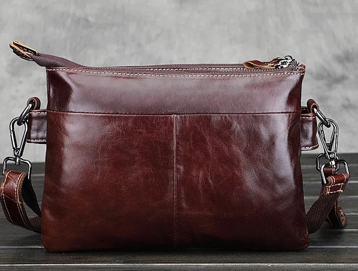 Leather Mens Coffee Cool Small Messenger Bag Vintage Shoulder Bags For Men
