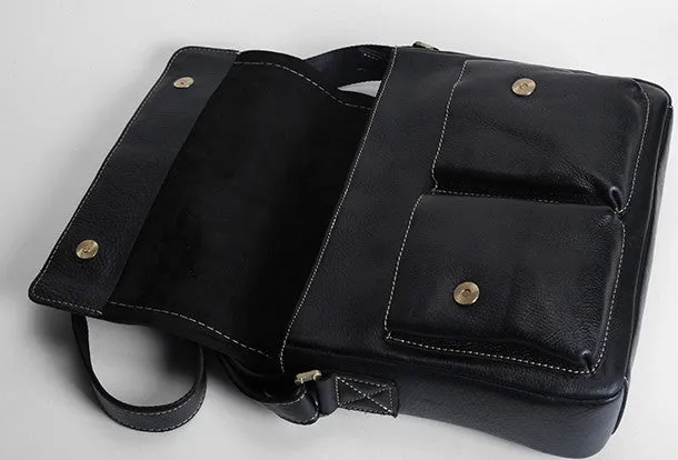Leather mens Cool messenger bag vintage shoulder laptop bag for men