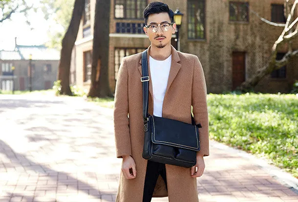 Leather mens Cool messenger bag vintage shoulder laptop bag for men