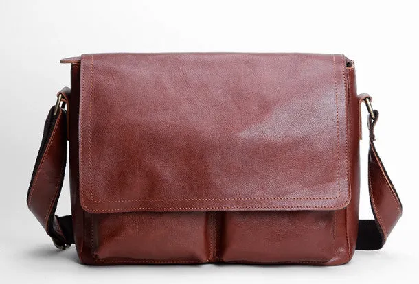 Leather mens Cool messenger bag vintage shoulder laptop bag for men