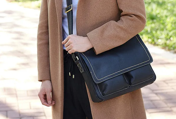 Leather mens Cool messenger bag vintage shoulder laptop bag for men