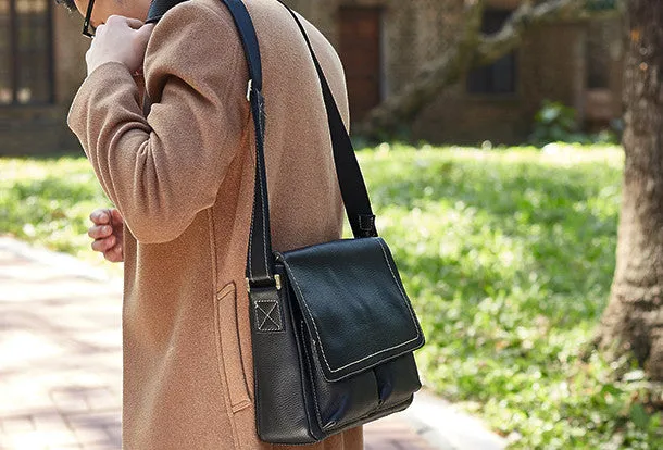 Leather mens Cool messenger bag vintage shoulder laptop bag for men