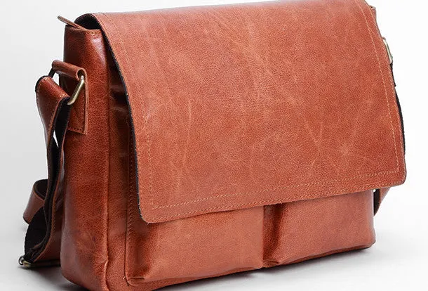 Leather mens Cool messenger bag vintage shoulder laptop bag for men