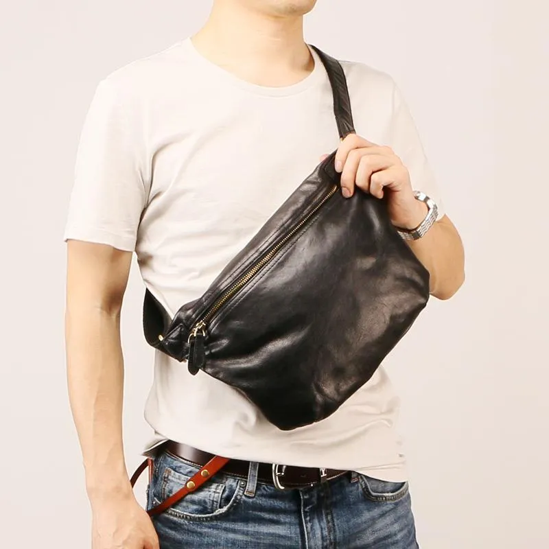 Leather Mens FANNY PACK MENS WAIST BAG HIP PACK BELT BAG FOR MEN