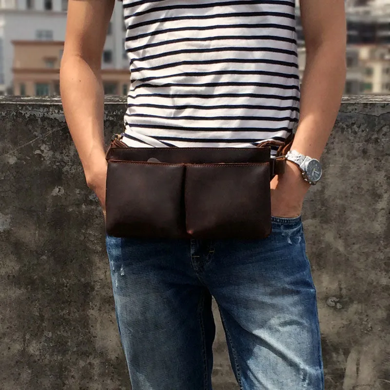 LEATHER MENS FANNY PACK MENS WAIST BAG HIP PACK BELT BAG FOR MEN