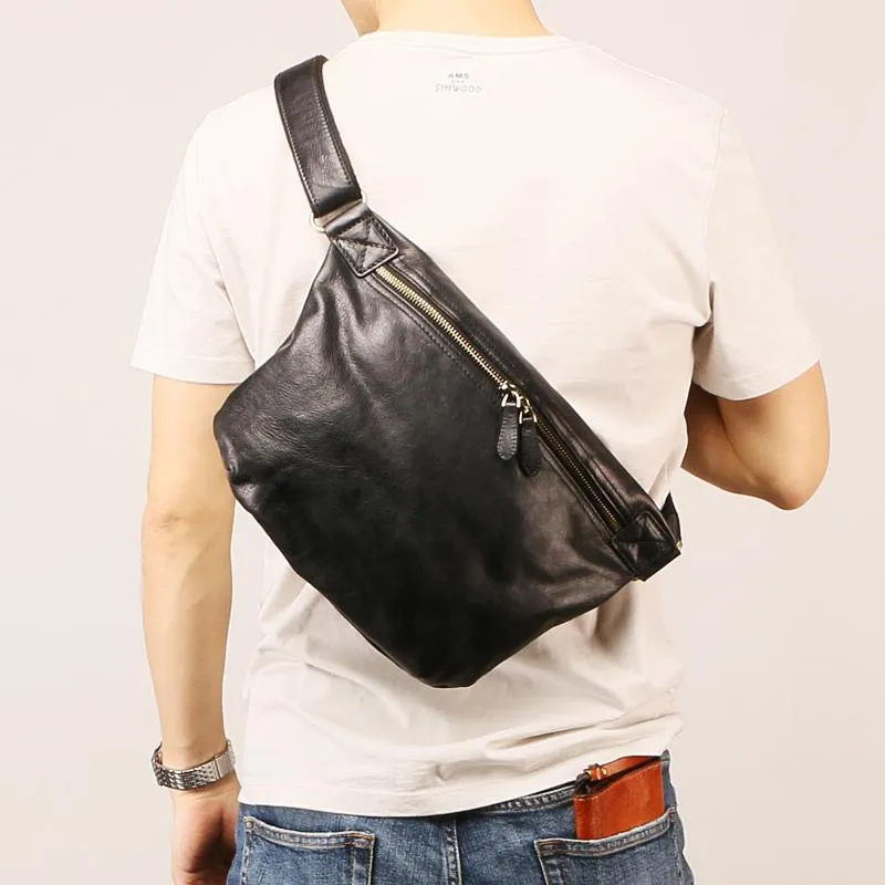 Leather Mens FANNY PACK MENS WAIST BAG HIP PACK BELT BAG FOR MEN
