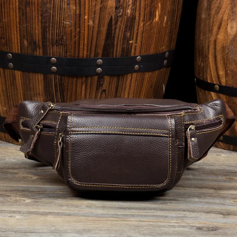 Leather Mens Fanny Pack Waist Bag Hip Pack Belt Bag Bumbag for Men