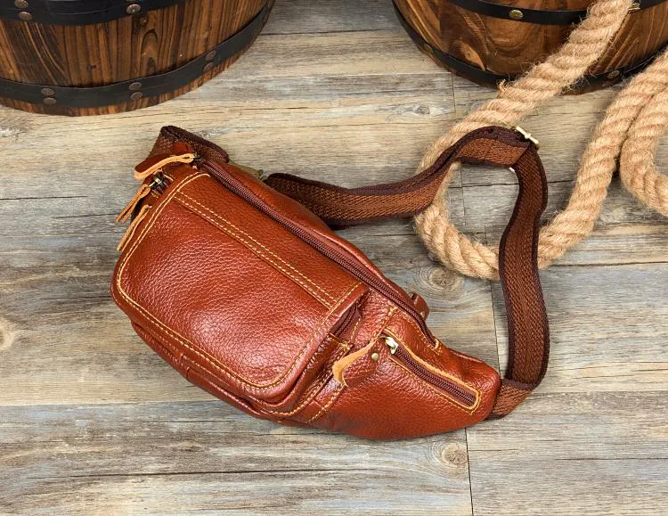 Leather Mens Fanny Pack Waist Bag Hip Pack Belt Bag Bumbag for Men