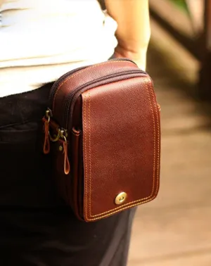 Leather Mens Small Belt Pouch Waist Bag Hip Pack Belt Bag for Men