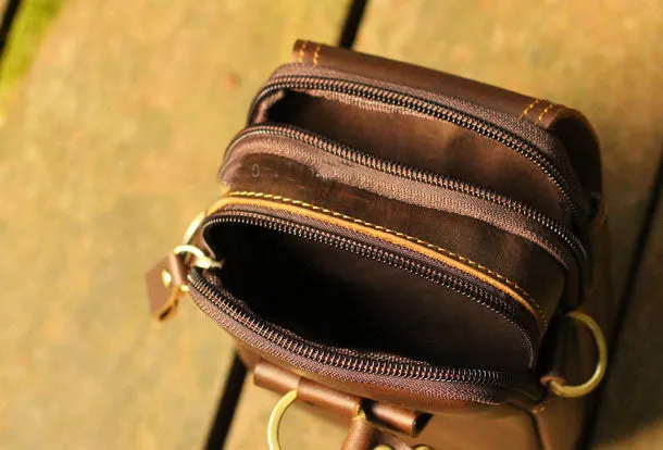 Leather Mens Small Belt Pouch Waist Bag Hip Pack Belt Bag for Men